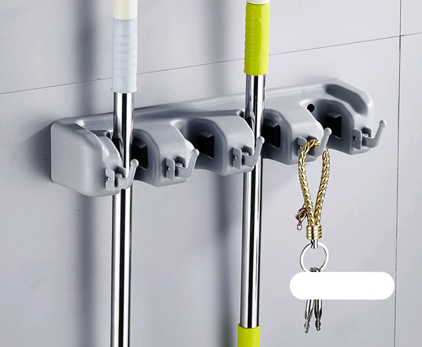Multifunctional Mop Hook and Holder for Bathroom Door