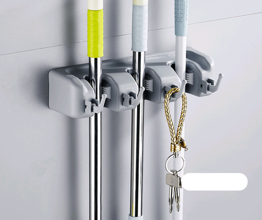 Multifunctional Mop Hook and Holder for Bathroom Door